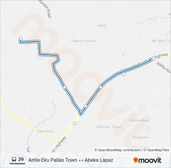 39 Bus Line Map