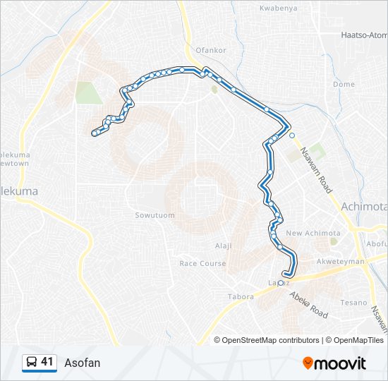 41 bus Line Map