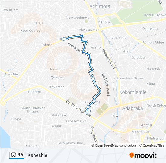 46 Bus Line Map