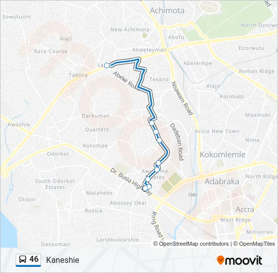 46 Bus Line Map