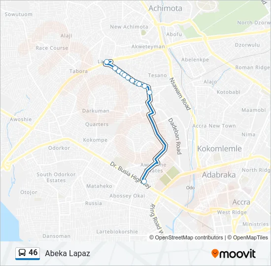 46 Bus Line Map