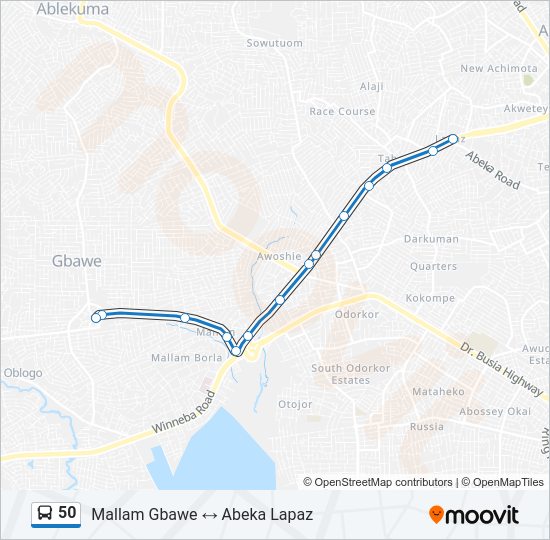 50 Bus Line Map