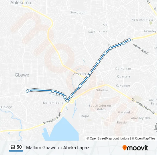 50 Bus Line Map