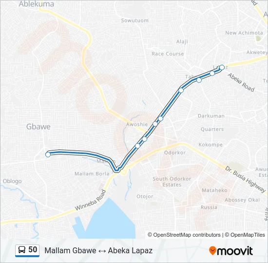 50 Bus Line Map