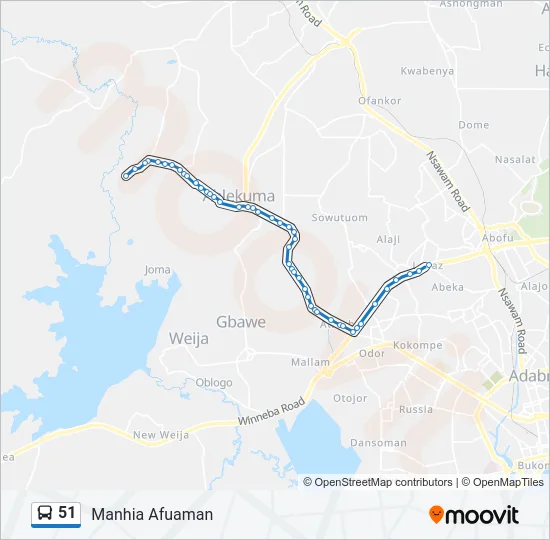 51 Bus Line Map