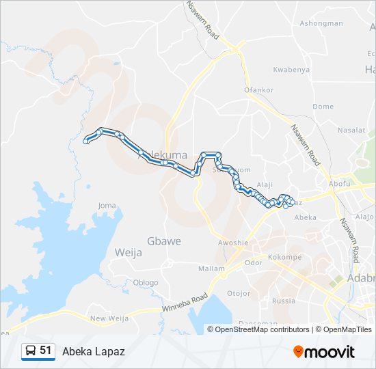 51 Bus Line Map