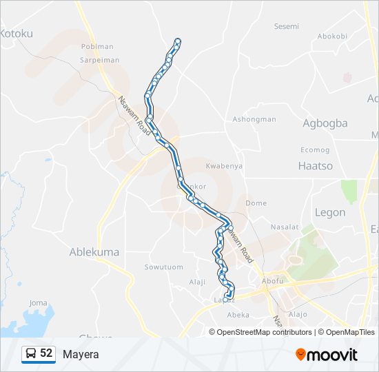 52 Bus Line Map