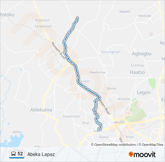 52 bus Line Map