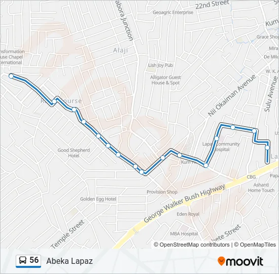 56 Bus Line Map