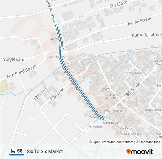 58 Bus Line Map