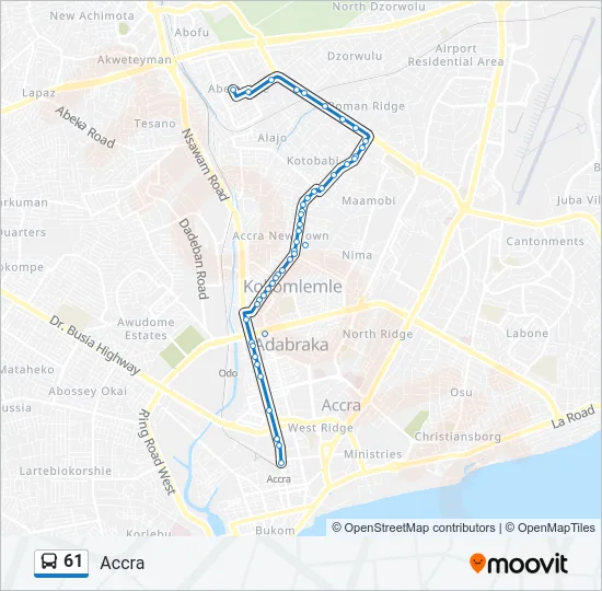 61 Bus Line Map