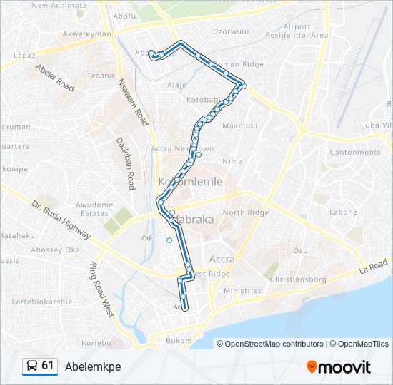 61 bus Line Map