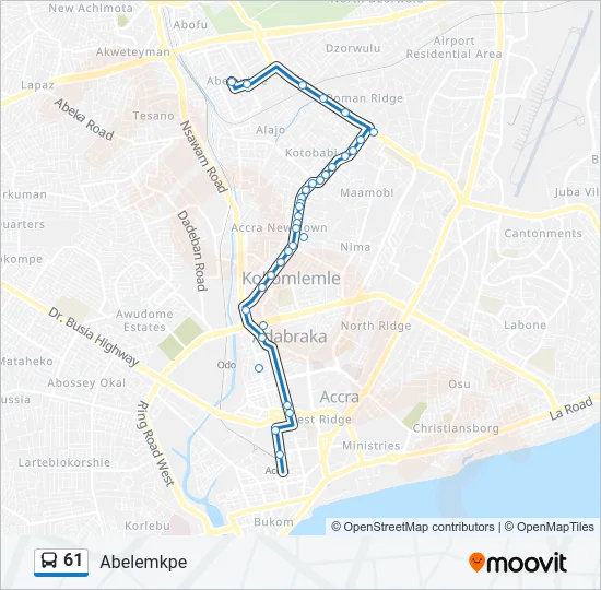 61 Bus Line Map
