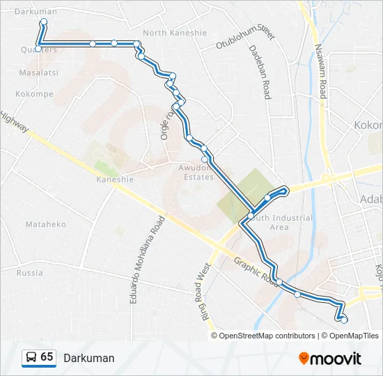 65 Bus Line Map