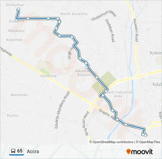 65 Bus Line Map