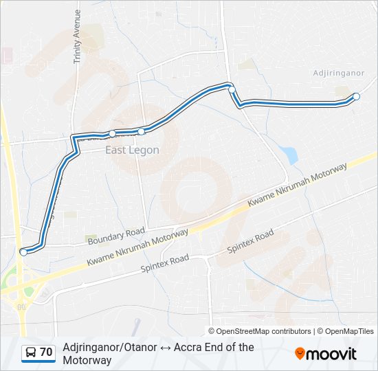 70 Bus Line Map