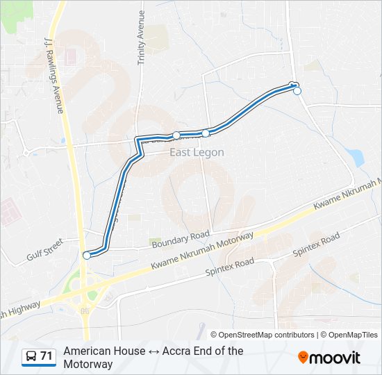 71 Bus Line Map