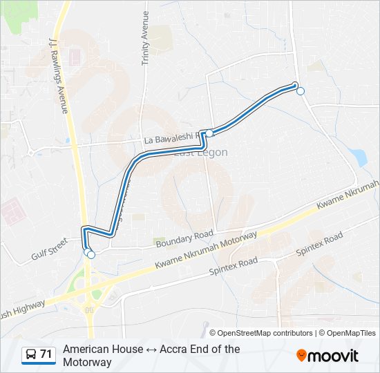 71 Bus Line Map