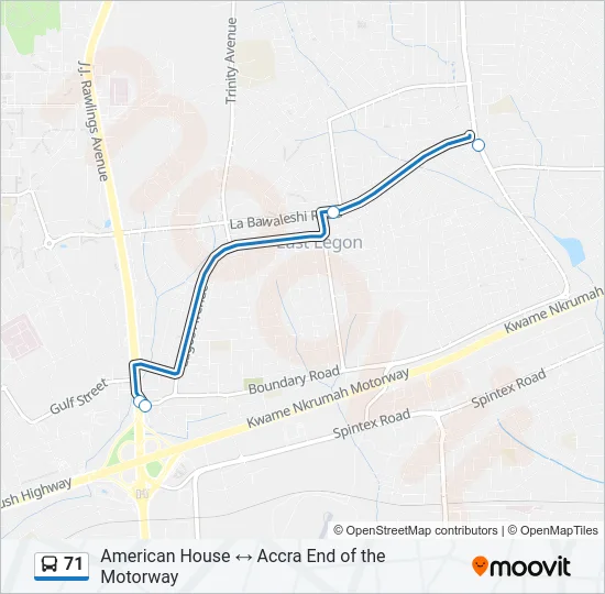71 Bus Line Map