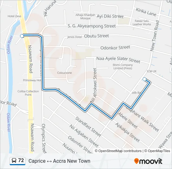 72 Bus Line Map
