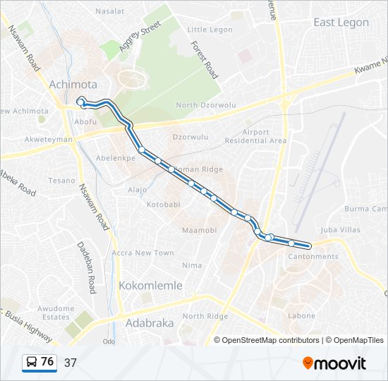 76 bus Line Map