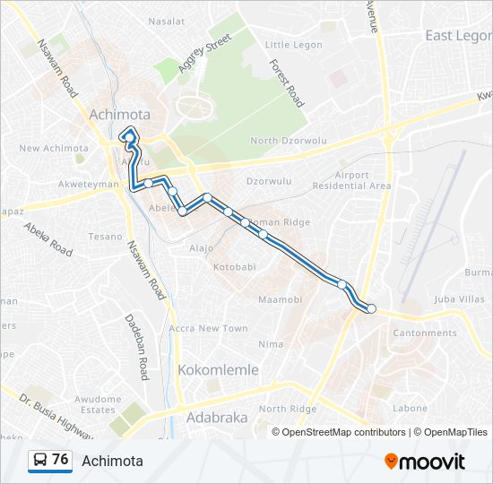 76 Bus Line Map