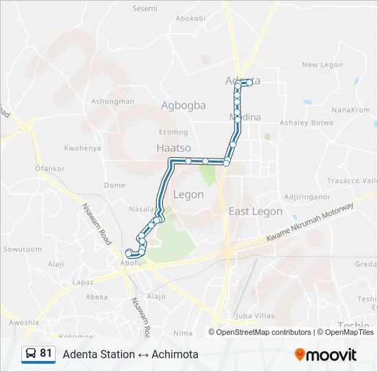 81 Bus Line Map