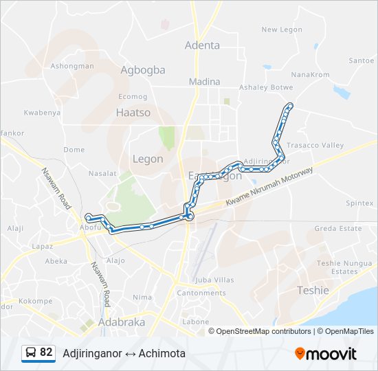 82 bus Line Map