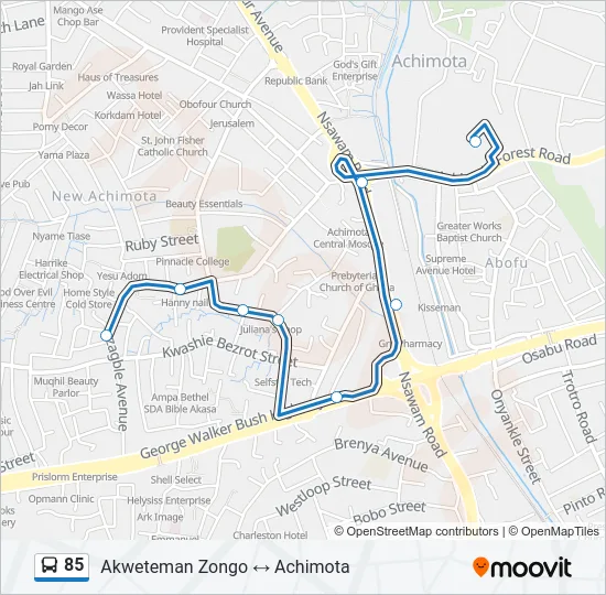 85 Bus Line Map