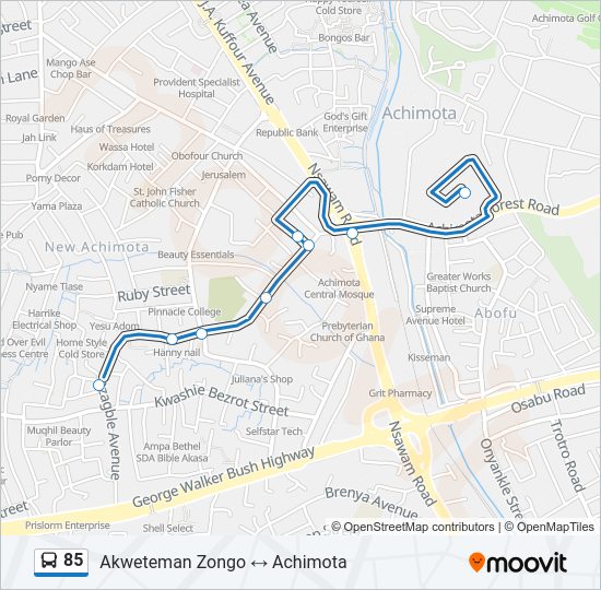 85 Bus Line Map