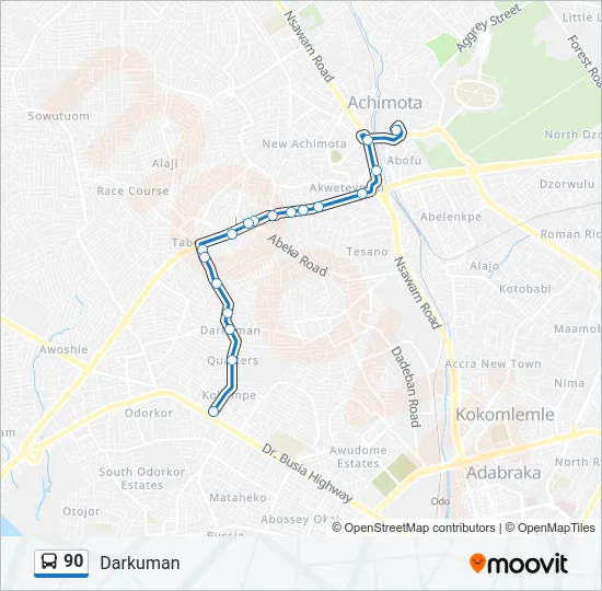 90 Bus Line Map