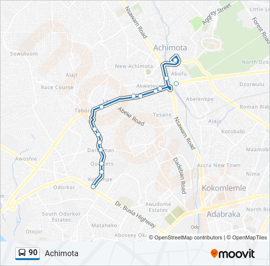 90 Bus Line Map