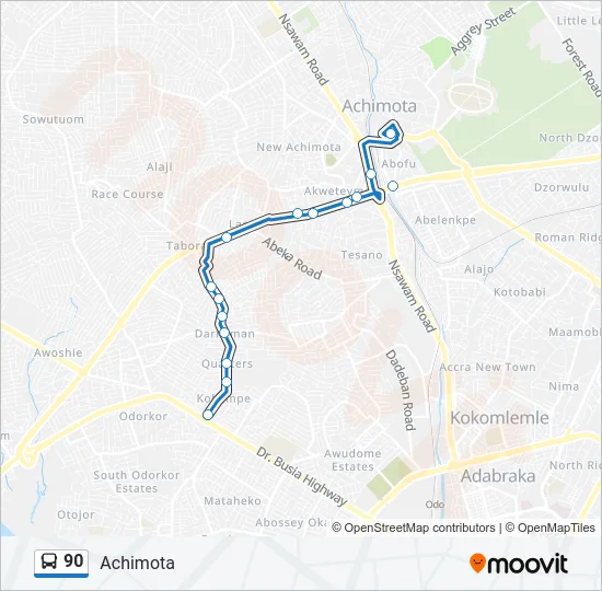 90 Bus Line Map