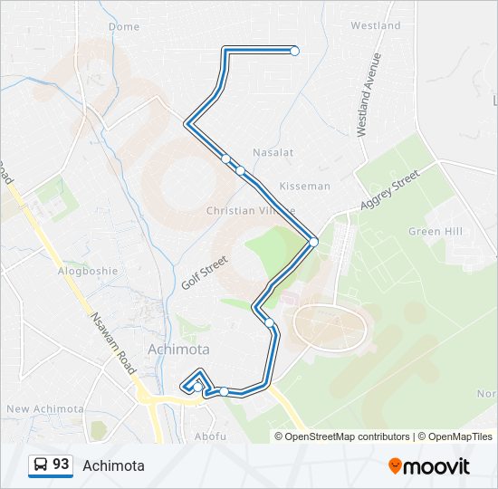 93 bus Line Map