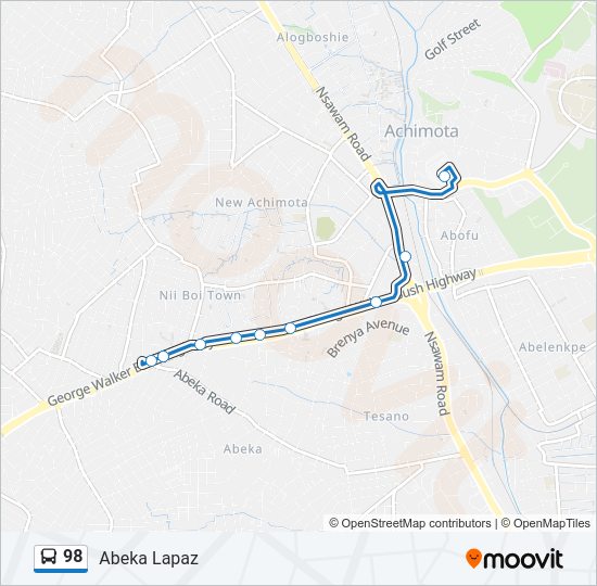 98 Bus Line Map