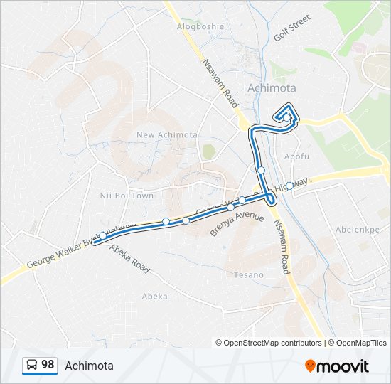 98 Bus Line Map