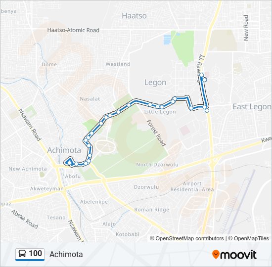 100 bus Line Map