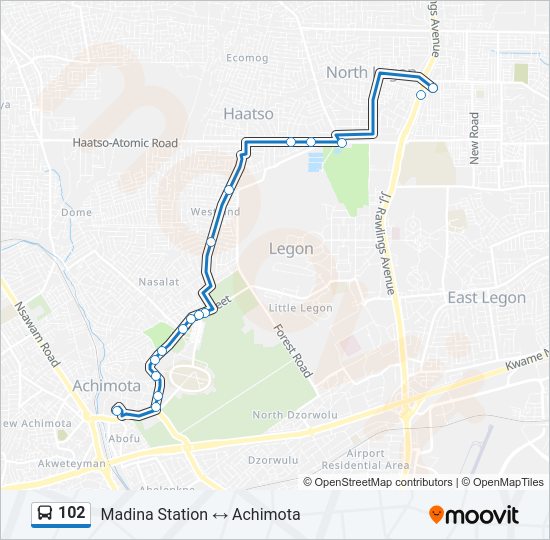 102 Bus Line Map