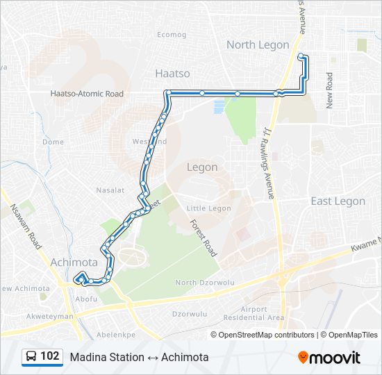 102 Bus Line Map