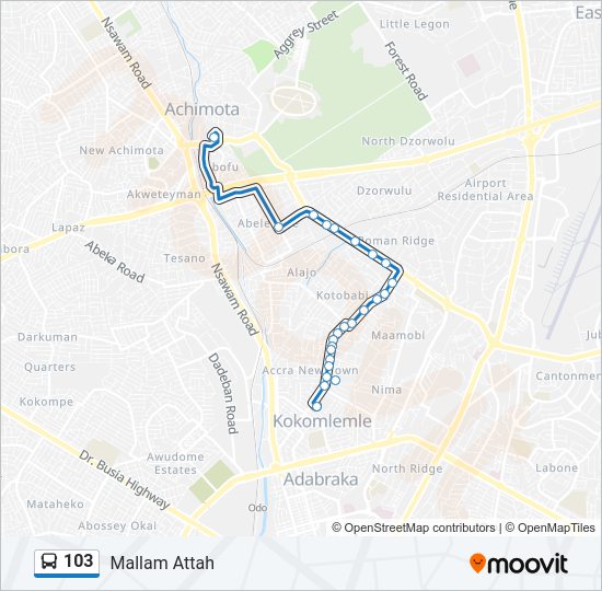 103 Bus Line Map