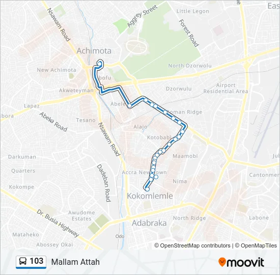 103 Bus Line Map