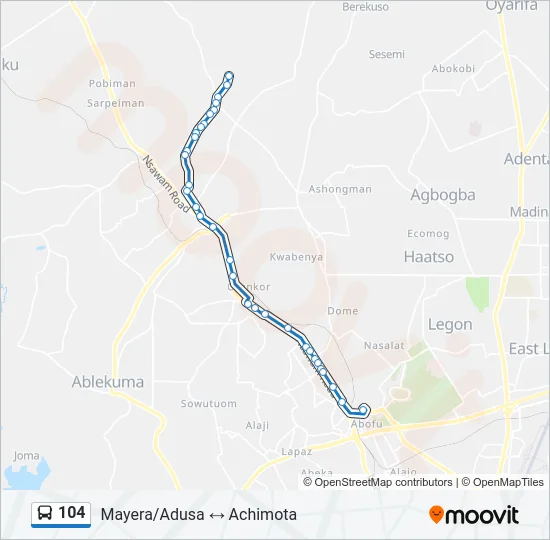 104 Bus Line Map