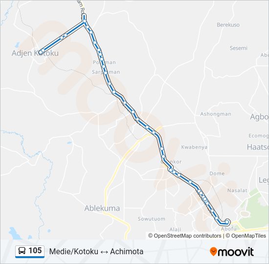 105 Bus Line Map