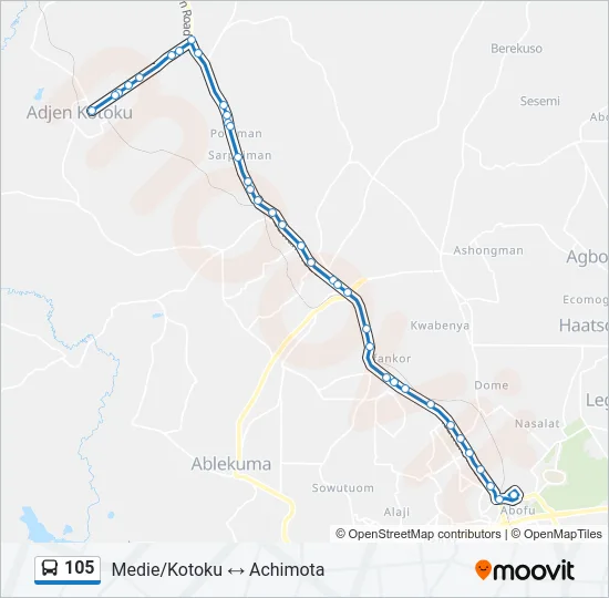 105 Bus Line Map