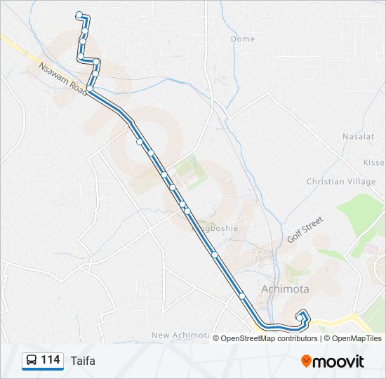 114 bus Line Map