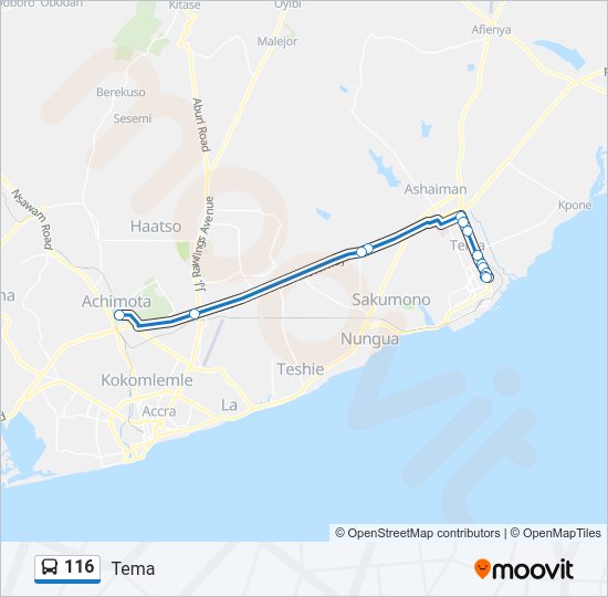 116 bus Line Map