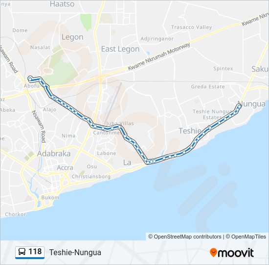 118 bus Line Map