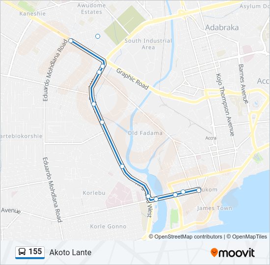 155 Bus Line Map