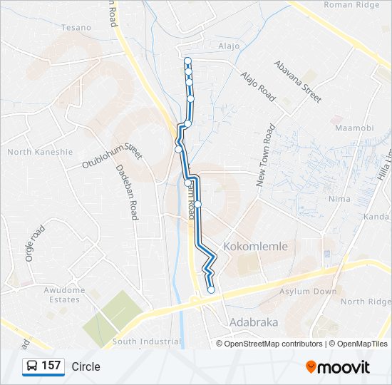 157 Bus Line Map