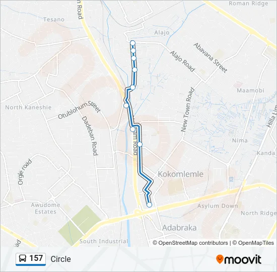 157 Bus Line Map